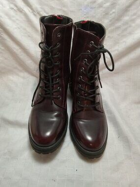 Vintage KS2 brown-red ankle boots with two pairs of zippers size 8